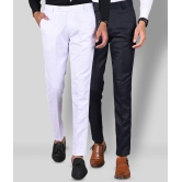 MANCREW - Navy Blue Polycotton Slim - Fit Men''s Formal Pants ( Pack of 2 ) - None