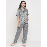 Smarty Pants - Grey Satin Womens Nightwear Nightsuit Sets ( Pack of 1 ) - None