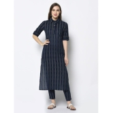 Antaran Cotton Striped Kurti With Pants Womens Stitched Salwar Suit - Blue ( Pack of 1 ) - None