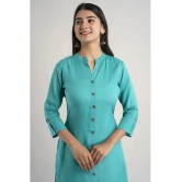 MAUKA - Turquoise Rayon Womens Front Slit Kurti ( Pack of 1 ) - None