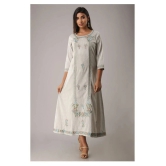 MAUKA - Light Grey Cotton Womens A-line Kurti ( Pack of 1 ) - L