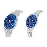 acnos Silver Stainless Steel Analog Couples Watch