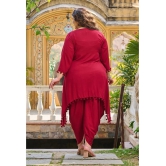 PrettyPlus by Desinoor.com Maroon Solid Pant Top Set - None