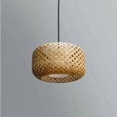 Bamboo Pendant Lamp: Handmade Wicker Light, Woven Hanging Ceiling Lamp for Living Room and Office, Set of 1-Black