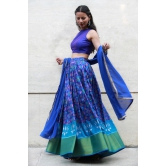 Blue Silk Patola Lehenga Set