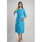 MAUKA - Blue Rayon Women's Straight Kurti ( Pack of 1 ) - None