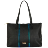 Enoki - Black Faux Leather Tote Bag - Black