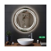 Round Wall Silver Bathroom Mirror Glass with LED Light Lamp