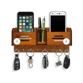 Fitgo Brown Wood Key Holder - Pack of 1