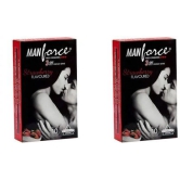 MANFORCE 3 in 1 Wild Ribbed Contour Dotted Strawberry Flavor Condoms - 10 Pieces x Pack of 2 Condom (Set of 2 20 Sheets)