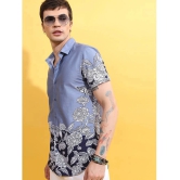 Ketch 100% Cotton Regular Fit Printed Half Sleeves Mens Casual Shirt - Blue ( Pack of 1 ) - None