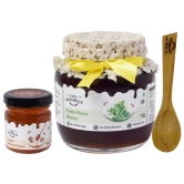 Farm Naturelle-Raw Natural Unprocessed Tulsi Forest Flower Honey -(Ayurved Recommended)-Huge Medicinal Value- 400Grams with 55 GMS and a Wooden Spoon.