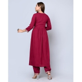 MAUKA - Maroon Anarkali Rayon Womens Stitched Salwar Suit ( Pack of 1 ) - None