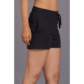 Sinner Printed Black Cotton Shorts for Women