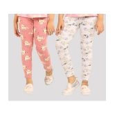 Ariel - Orange Cotton Girls Leggings ( Pack of 2 ) - None