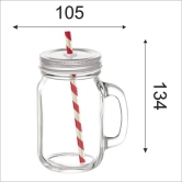 Treo Trinity Mason Jar 470ML With Straw -Tre0026