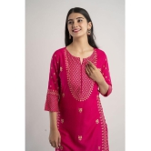 MAUKA - Pink Rayon Women's Straight Kurti ( Pack of 1 ) - None