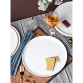 Market99 Hammered Melamine Tableware White Glossy Finish Full Plates for Dining Table (Set Of 6, White)