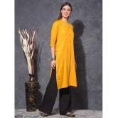 Mamoose Rayon Self Design Straight Womens Kurti - Yellow ( Pack of 1 ) - None