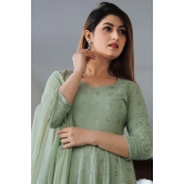 Green Chikankari Anarkali Suit Set Green M