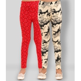 Kids Cave - Red Cotton Blend Girls Leggings ( ) - None