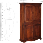 Selten Solid Teak Wood 4 Door Wardrobe-Brown