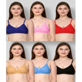 Kiran Enterprises - Multicolor Cotton Blend Non Padded Womens Everyday Bra ( Pack of 6 ) - None