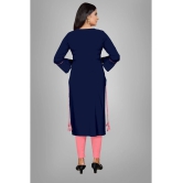 HAYA - Navy Rayon Womens Straight Kurti ( Pack of 1 ) - None