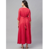 AMIRA''S INDIAN ETHNICWEAR - Red Cotton Women''s Fit & Flare Dress ( Pack of 1 ) - None