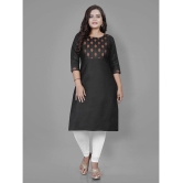 RIAANA Cotton Blend Printed Straight Women''s Kurti - Black ( Pack of 1 ) - None