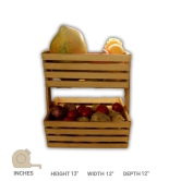 Barish Home Decor - Fruit Basket 3 - Beautiful and Elegant | 2 Tier Wooden Fruit and Vegetable Basket | Handcrafted with Rubberwood | Multipurpose Basket Storage