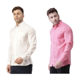 KLOSET By RIAG 100% Cotton Regular Fit Solids Full Sleeves Men's Casual Shirt - Fluorescent Pink ( Pack of 2 ) - None