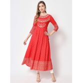 Kbz - Red Rayon Women's Flared Kurti ( Pack of 1 ) - None