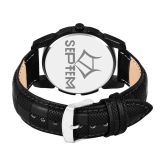 Septem Black Leather Analog Mens Watch