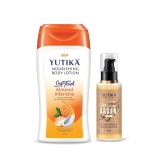 Yuthika Almond Body Lotion 200ml and Moroccan Argan Oil for Hair 30ml, Nourishing Bodylotion & Argan Hair Oil Combo Pack