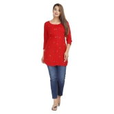 HIGHLIGHT FASHION EXPORT - Red Rayon Womens Straight Kurti ( Pack of 1 ) - M