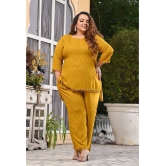 PrettyPlus by Desinoor.com Mustard Self Design Pant Top Set - None