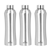 Speedex Fridge Water Bottle Refrigerator Bottle Thunder Silver 1000 mL Steel Fridge Bottle set of 3 - Silver