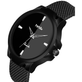 HMTe - Black Leather Analog Mens Watch