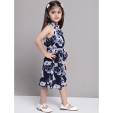 MINI & MING Girls Floral Print High Neck Georgette Fit & Flare Dress