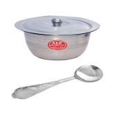 A & H ENTERPRISES Set of 1 Pc Serving Bowls With Lid ( Dongas ) & 1 Serving Spoon - Stainless Steel