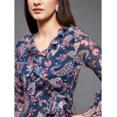 Miss Chase Polyester Printed Midi Womens Wrap Dress - Navy ( Pack of 1 ) - None