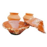 Mii Art 2 Small Kalash,2 Large diye use in Diwali for puja & karvachoth(Size-4 cm ,Medium)Pack of 4 pcs.