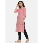 Women Hemp Red Straight Kurta