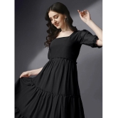 JASH CREATION Georgette Solid Full Length Womens Fit & Flare Dress - Black ( Pack of 1 ) - None