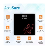 AccuSure Black & Silver Digital Bathroom Weighing Scale, LCD Panel,6mm Tempered Glass - 1Yr Warranty