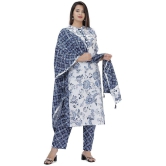 JC4U - Blue Straight Cotton Womens Stitched Salwar Suit ( Pack of 1 ) - None