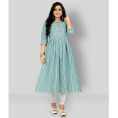 Rangrasiya - Blue Cotton Women's Flared Kurti ( Pack of 1 ) - XXL