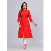 MAUKA Rayon Embroidered Front Slit Womens Kurti - Red ( Pack of 1 ) - None