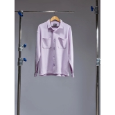 Plain Textured Beige Half Sleeve Shirt-M / Lavender